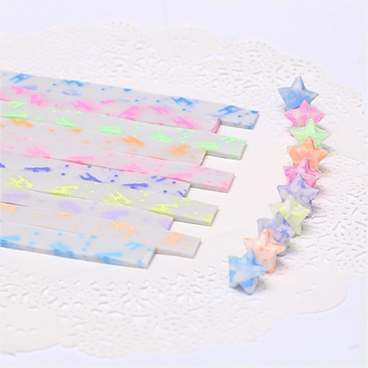 210PCS Luminous Paper Strips Origami Folding Lucky Star Ribbons