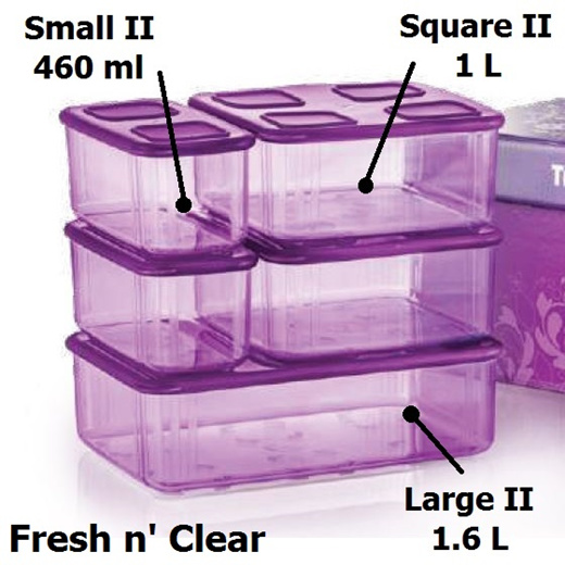 Tupperware Purple Fresh N Clear Clearmate Large 1.6L 2.5L Food