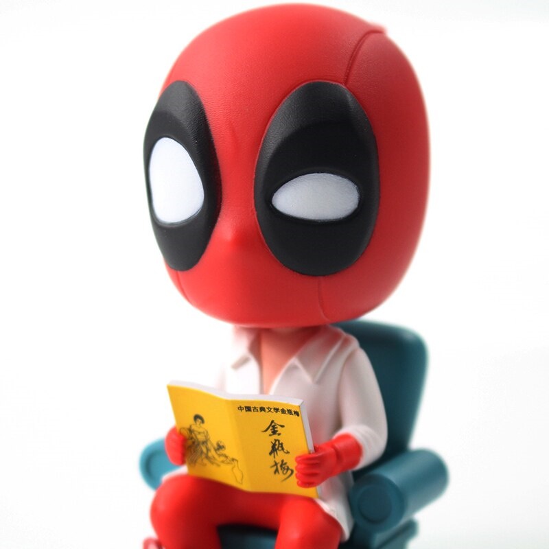 Qoo10 8cm Super Hero Deadpool Sitting Reading On Sofa Q Version