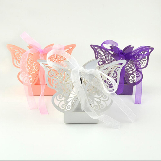 Qoo10 - 50 Pcs Candy Box Wedding Gift Bag paper Butterfly