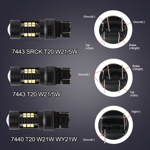 Qoo10 - 2Pcs T20 Led Canbus 7440 7443 SRCK W21W W21/5W Led Bulb No Error 21  30 : Automotive & Ind