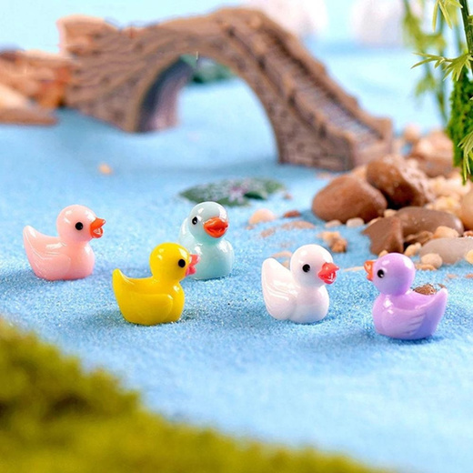 100/50/25/5PCS Cute Resin Mini Ducks Miniature Farm Artificial