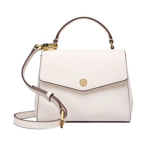 Tory Burch 153233 ROBINSON SPAZZOLATO SMALL TOP-HANDLE Bag Beige