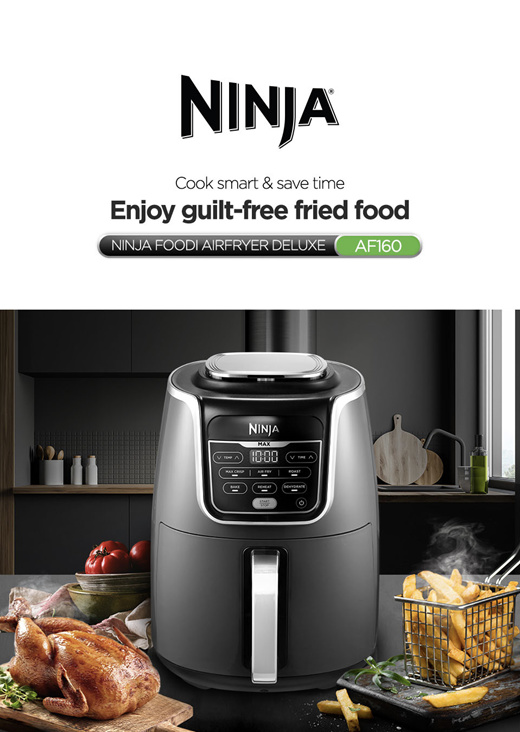 Ninja Foodi AF160 Air fryer Max 5.2L 6 Cooking Functions - Air Fry- Roast -  Reheat - Dehydrate - Bake - Max Crisp 1750W