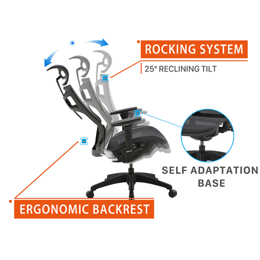 CLATINA Ergonomic Mesh Executive Chair with 4D Arm Rest and