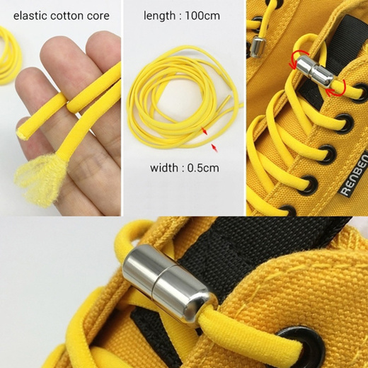 2/1Pair Elastic Laces Sneakers No Tie Shoelaces Flat Shoe Laces