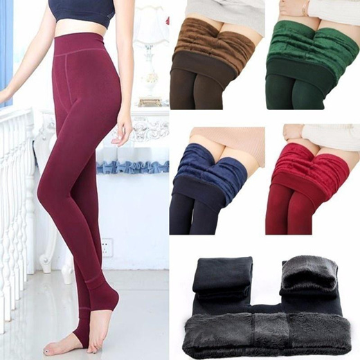 Women Brushed Stretch Thick Autumn and Winter Pants Tight Warm