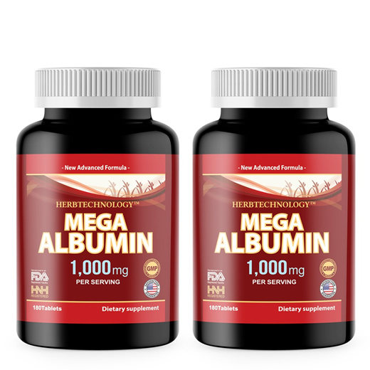 Mega Albumin Protein 1000mg 180 Tablets-2pk Healthy Kidney Liver Function Overall Health Support