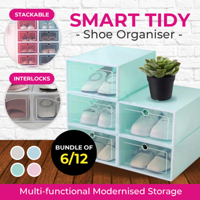 Qoo10 Bundle Of 6 12 Stackable Modular Shoe Box Drawer Storage Shoe Rack Furniture Deco