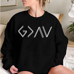 Autumn and Winter Women s Fashion God Print Crew Neck Pullovers Ladies Casual Sweatshirts Youth Over