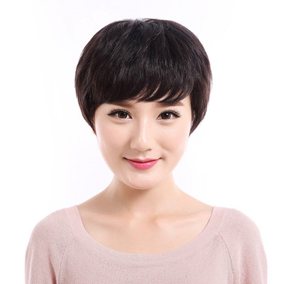 Qoo10 Beierxiu Wig Human Hair Short Hair Mom And Middle Aged