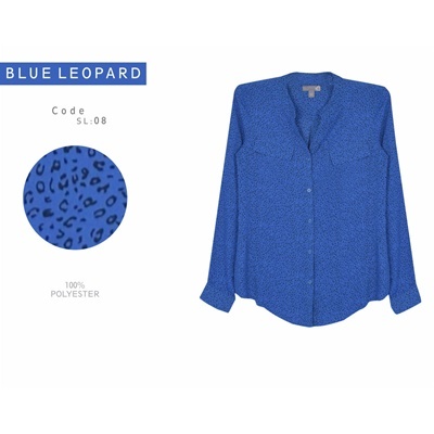 Blouse blue leopard L/S