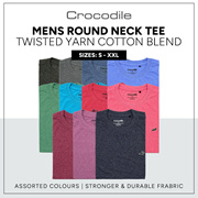 ★CROCODILE OFFICIAL STORE★📣2 for $18 📣 MENS TWISTED YARN COTTON BLEND ROUND NECK TEE