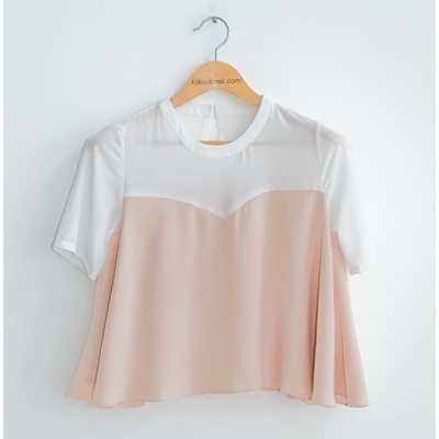 22. flare short blouse - beige tone - free