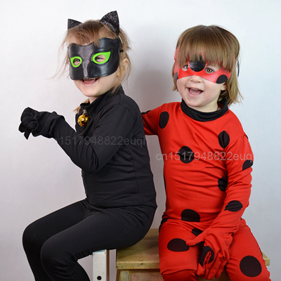 Girls Lady Bug Costumes Miraculous Ladybug Cat Noir Cosplay Costume For Boys Adrien Marinette Kids P