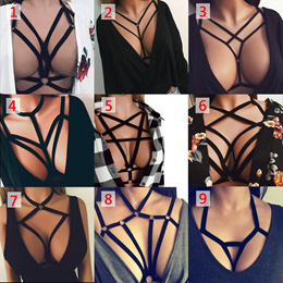 Sexy Women Hollow Out Elastic Cage Bra Bandage Strappy Halter Bra