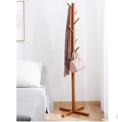 Floor Standing Solid Wood Hanger Bedroom Clothes Rack Household Wooden Clothes Shelf Hanger Coat Rac