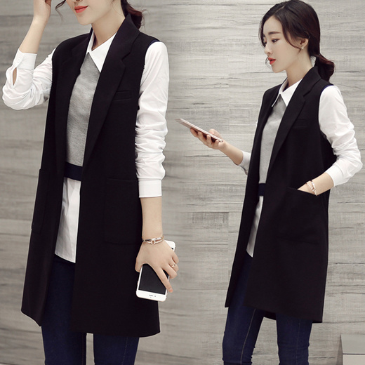 Qoo10 Spring New Korean Ulzzang Sleeveless Thin Vest Vest Jacket Blazer Long Women S Clothing