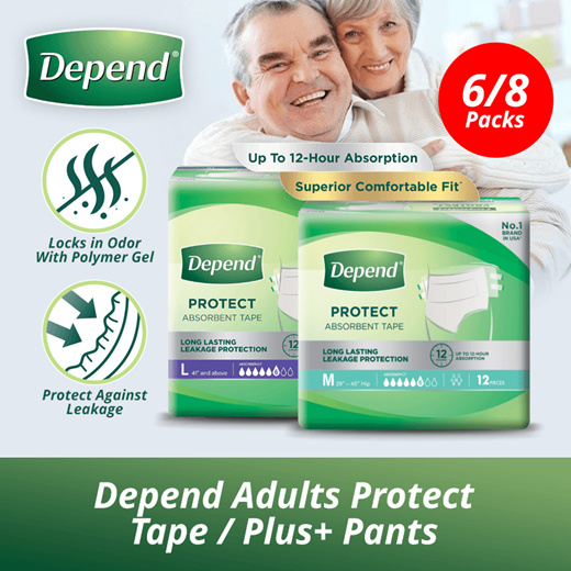 [Apply Q10 coupon] [Carton Deal] Depend Protect ADULT DIAPER Tape/ Protect Plus Pants DEPEND