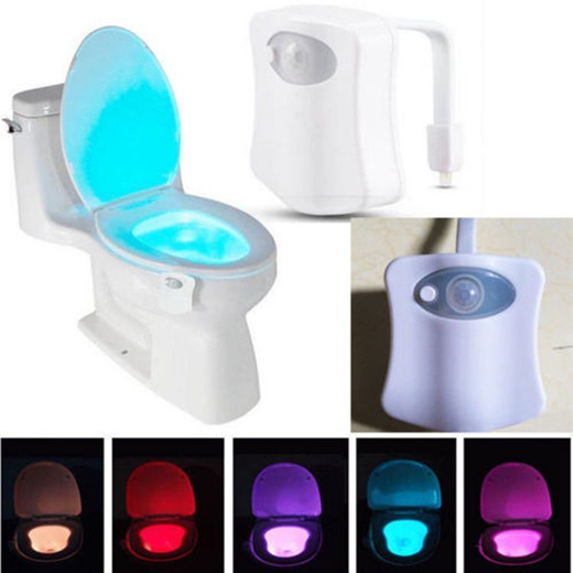 Smart PIR Motion Sensor Toilet Seat Night Light 8 Colors Waterproof For  Toilet