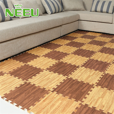 qoo10 - 9 pieces/lot wooden floor mats mosaic puzzle mats living