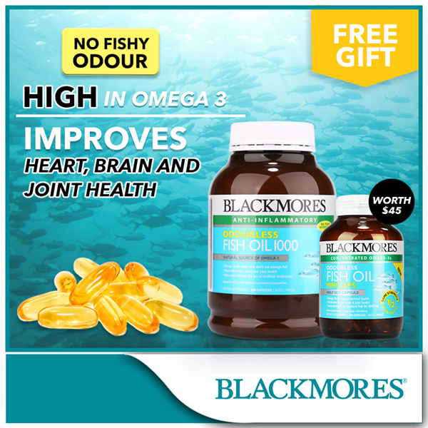 Blackmores Odourless Fish Oil 1000 400caps Deals for only S$120 instead of S$120