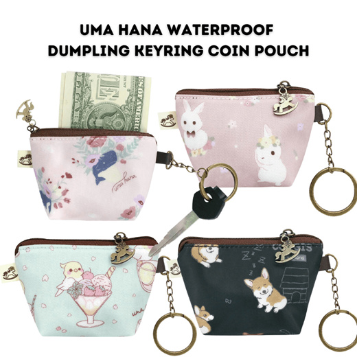 Mini Dumpling Vegan leather coin purse with strap, keyring and