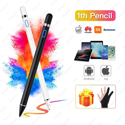 Rechargeable Styli with 1.6mm Fine Plastic Nib AWAVO Capacitive Stylus Pen Compatible for Apple Pencil Touch Screens Compatible with Apple iPad Pro/iPad 2018/iPhone/Samsung iOS & Android Tablet