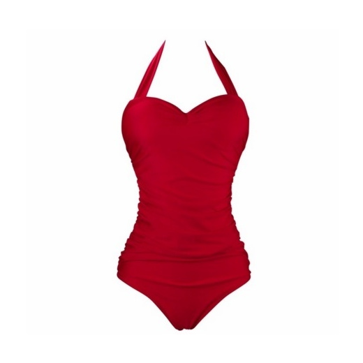 Qoo10 Classic Solid Red Swimsuit Summer Women Halter One Piece Bathing Suit Sportswear