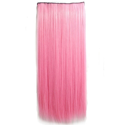 23 Inch Pastel Pink Color Dip Dye Straight Full Head Clip In Hair Extensions Pink