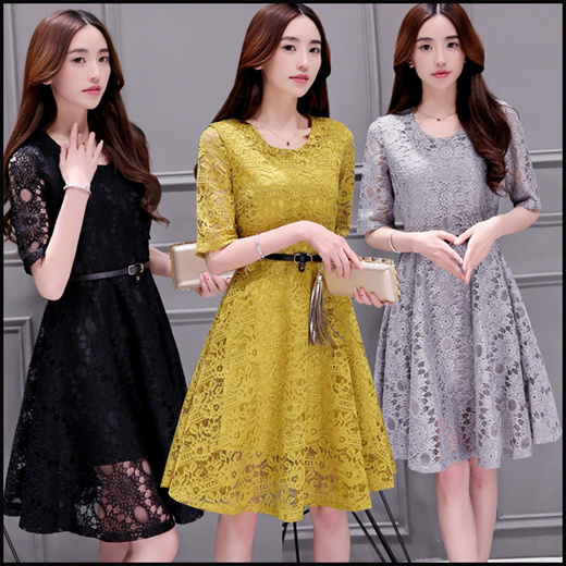 elbow sleeve casual dress