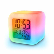 Wisholics Digital Mini 7 Colors Change Digital Alarm Clock With Date,Time,Temperature