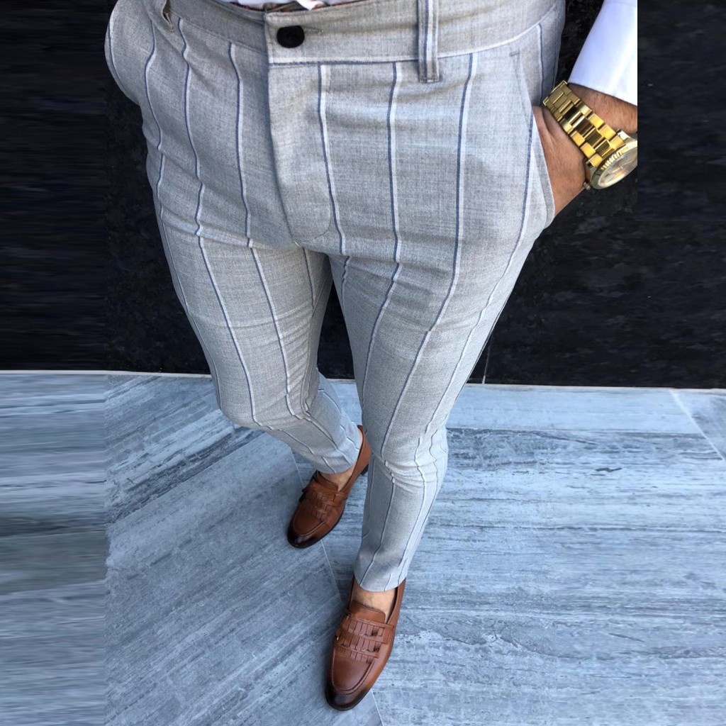 blue striped dress pants