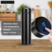 Crockeri Stainless Steel Thermos Insulated Bottle With Liquid Temperature Display (Black, 500 Ml)