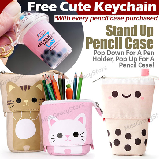 Qoo10 - Kitty Pencil Case, Keychain, Gift, Stationery, Bubble Tea, Cute