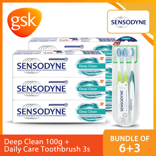 Bundle Of 6 3 Sensodyne Deep Clean 100g Daily Care Toothbrush 3s Household Bedding Qoo10