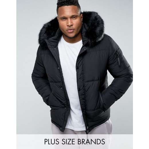 mens black puffer coat with fur hood