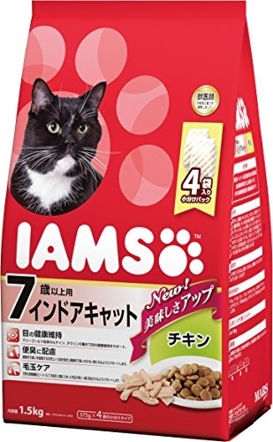 アイムス IAMS シニア猫用 7歳以上 インドアキャットチキン 【メール便不可】 ドライ キャットフード 375g×4袋 1.5kg ショップ