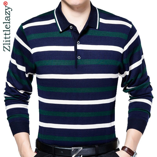 long sleeve striped polo shirts