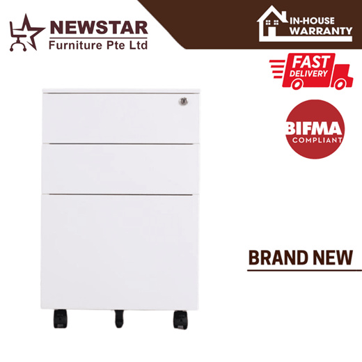 Newstar Mobile Lock Metal Pedestal 3 Drawer Steel - Newstar Furniture