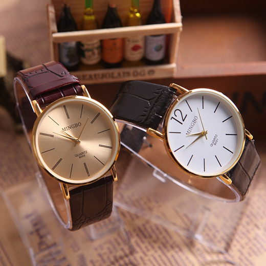 100pcs/lot 3165 MINGBO Simple Leather Belt Watch Fashion Quartz Roman  Numerals WristWatch Classic Relojes Para Hombre wholesale - AliExpress