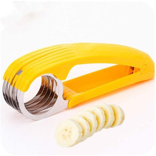 1pc Plain Plastic Banana Slicer, Yellow Banana Cutter For Kitchen