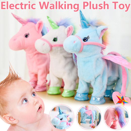 electric walking unicorn plush toy