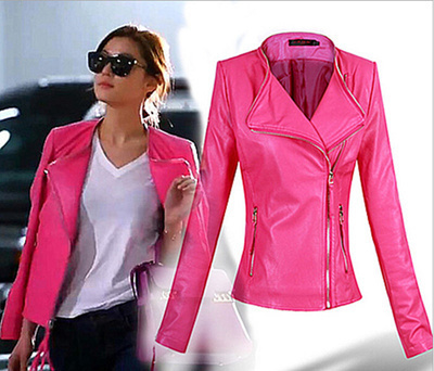 hot pink leather coat