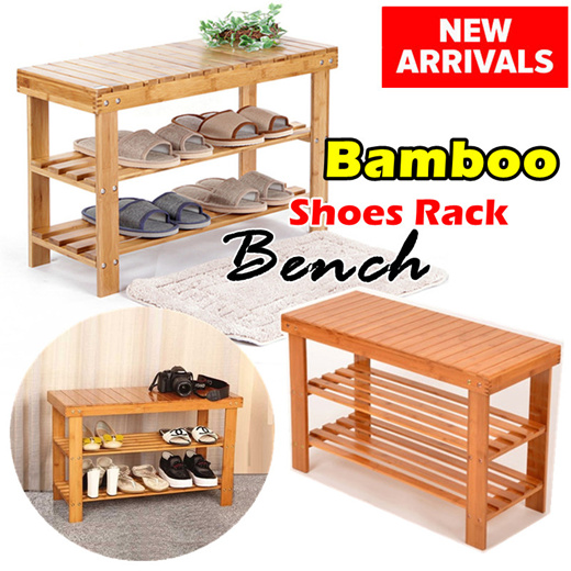 Qoo10 Bamboo Shoes Rack Seat Bench Stool 2 3 4 5 Tier Shoes Storage Rac Furniture Deco