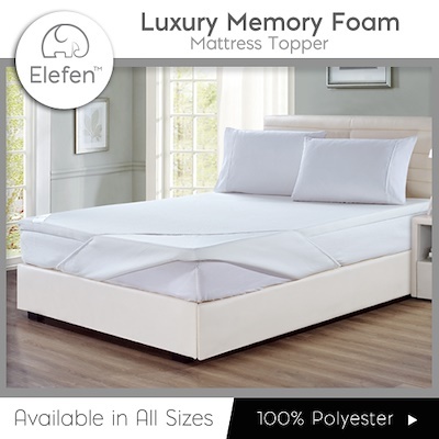 100% Polyester Elefen Luxury Memory Foam Mattress Topper / Single /  S.Single / Queen / King