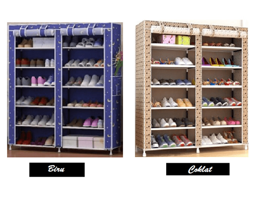 Qoo10 Shoe Rack 12 Layers With Dust Cover Rak Sepatu Bermotif Furniture Dekorasi