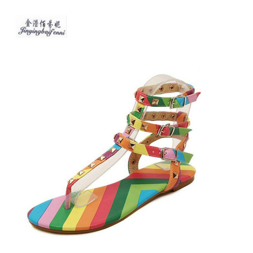 rainbow color sandals womens