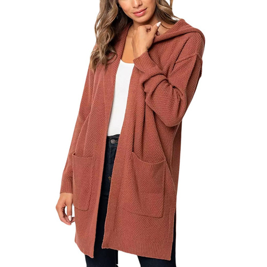 long cardigan with hood and pockets