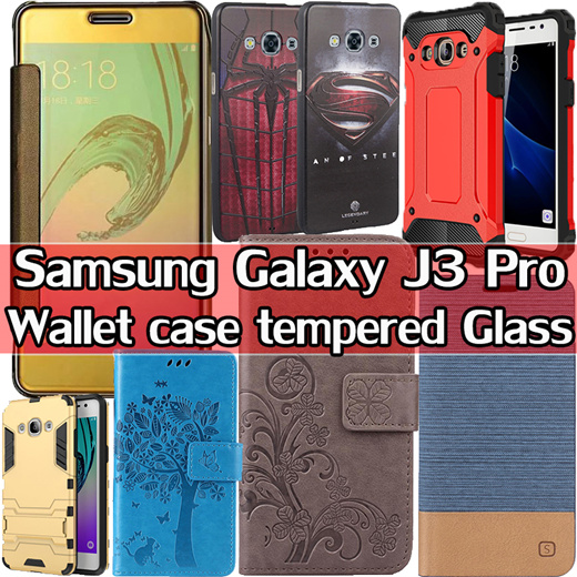 Qoo10 Samsung Galaxy J3 Pro J3 J3 17 Flip Case Clear Tpu Tempered Glass Fo Mobile Accessori